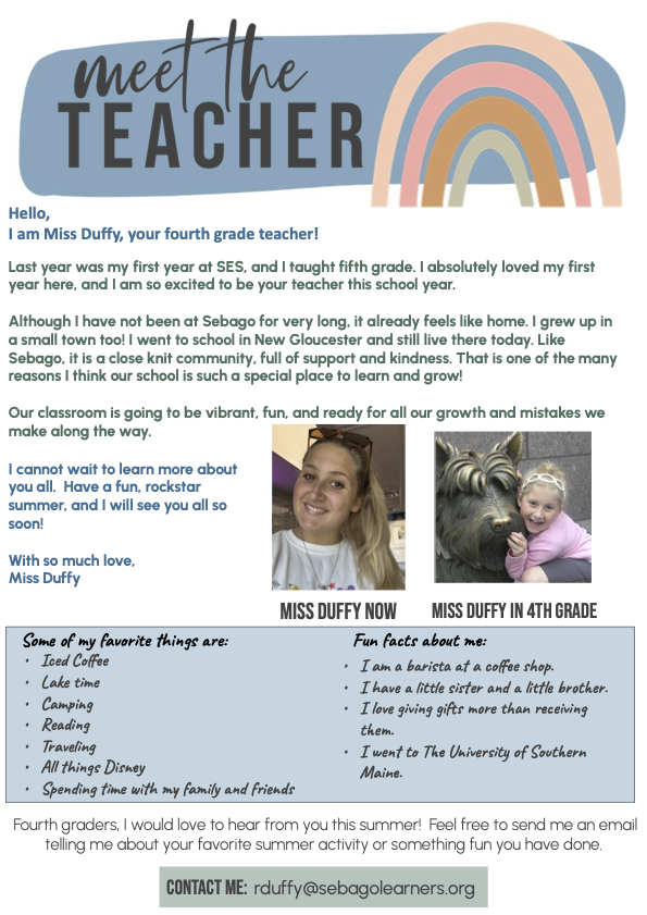 Meet the Teacher - Mrs. Duffy